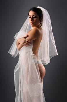 Beautiful bride posing in lingerie