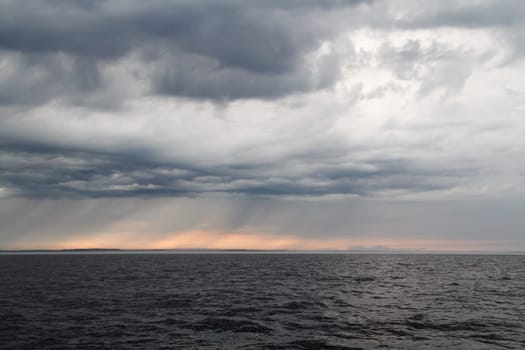 Storm on Lake Ladoga in Russia