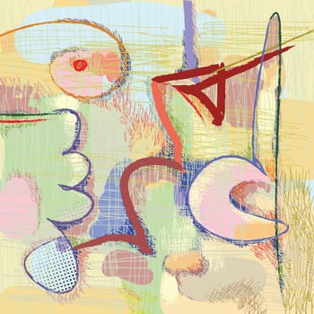 modern art abstract painting. Multicolor pattern digital illustration, freehand drawing