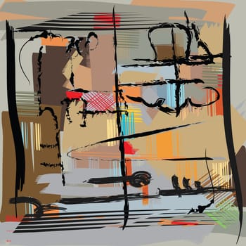 modern art abstract painting. Multicolor pattern digital illustration, freehand drawing