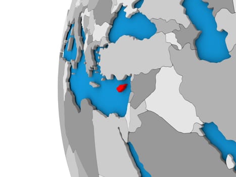 3D map of Cyprus focused in red on simple globe. 3D illustration