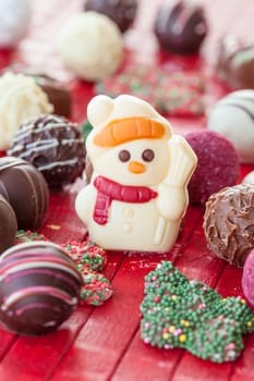 Colorful chocolates and pralines for Christmas