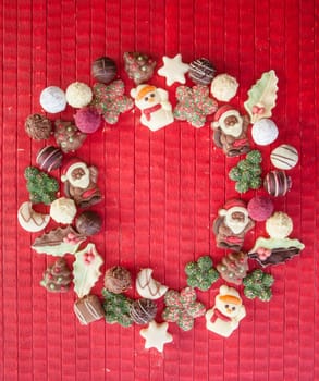 Colorful chocolates and pralines for Christmas