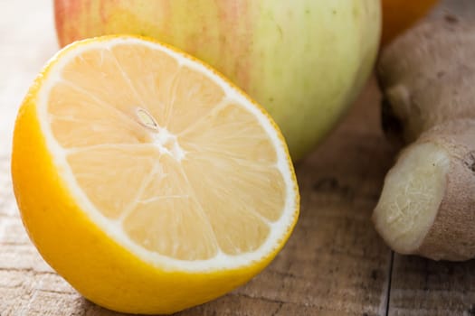 Juicy fruits and ginger on a table