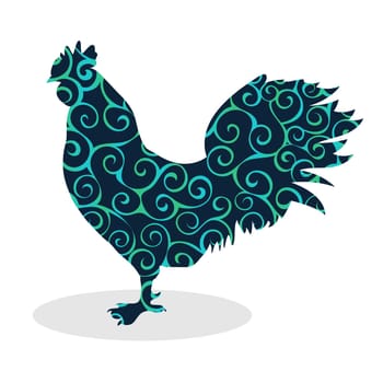 Cock Vintage silhouette pattern bird. Vector illustration.