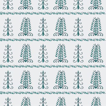 Christmas trees vintage seamless pattern. Ethnic ornament vector background.