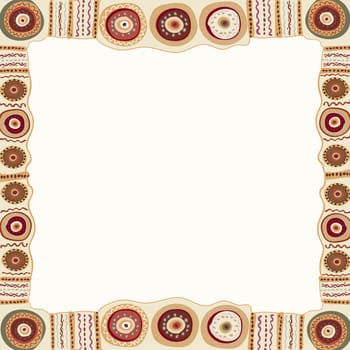 Ethnic hand painted square frame. Vector illustration.