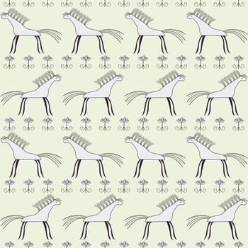 Horse seamless pattern. Vector ethnic style ornamental background