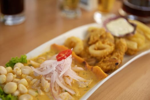 Typical and Traditional Peruvian Dish Seafood Ceviche.