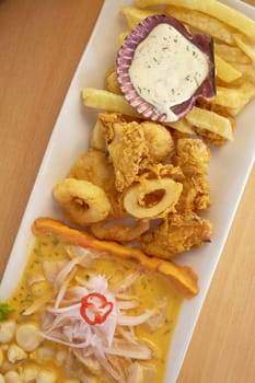 Typical and Traditional Peruvian Dish Seafood Ceviche.