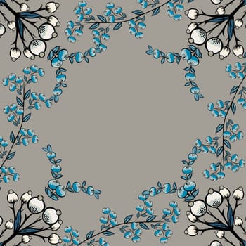 Berries natural vector background. Floral pattern place text.