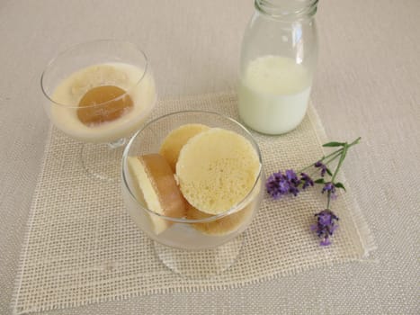 Cold milk with coffee coconut ice cubes