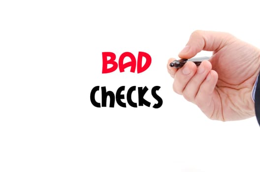 Bad checks text concept isolated over white background