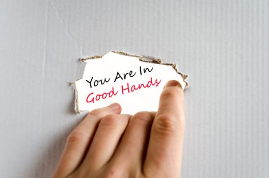 You are in good hands text concept isolated over white background