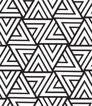 Vector seamless pattern. Modern geometric texture. Repeating abstract background. Triangle linear grid from striped elements