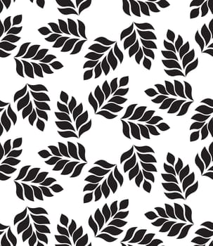 Vector geometric seamless pattern. Modern floral, leaves texture, repeating background
