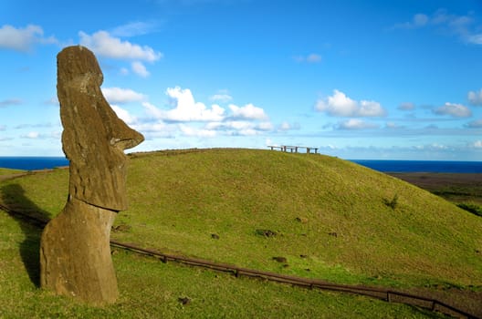 Moai on Easter Island, Chile looking towards the sea