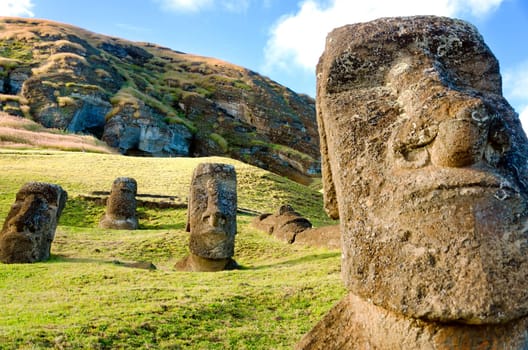 The famous Moai heads of Easter Island, Chile