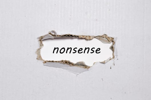 The word nonsense appearing behind torn paper