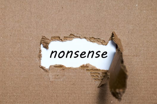 The word nonsense appearing behind torn paper