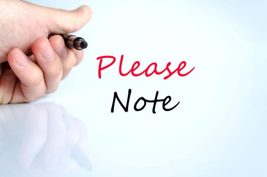 Please note text concept isolated over white background