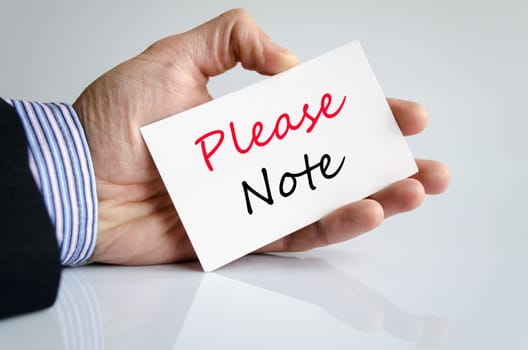 Please note text concept isolated over white background