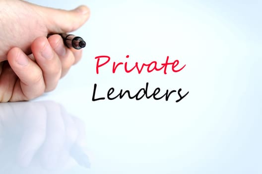 Private lenders text concept isolated over white background