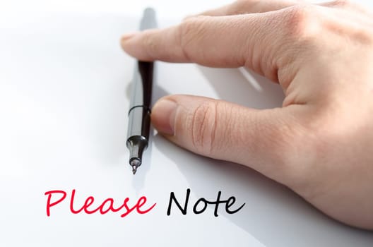 Please note text concept isolated over white background