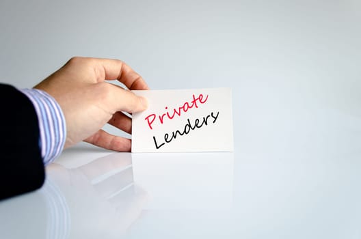 Private lenders text concept isolated over white background