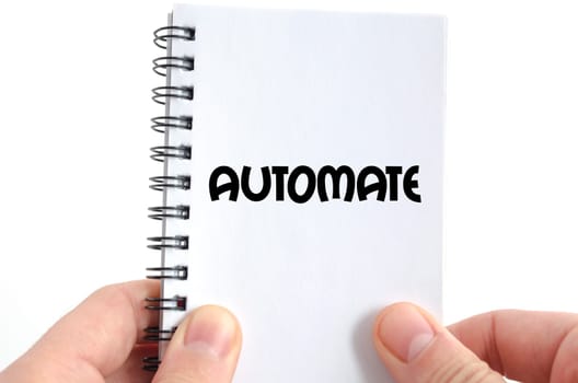 Automate text concept isolated over white background