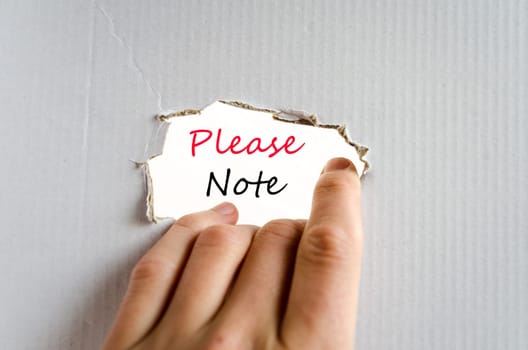 Please note text concept isolated over white background