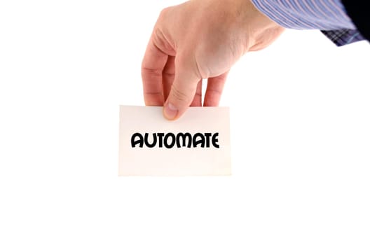 Automate text concept isolated over white background
