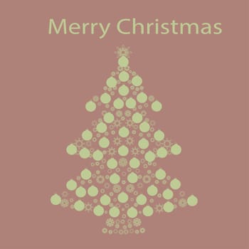 Christmas tree ball card background. New year vector illustration.