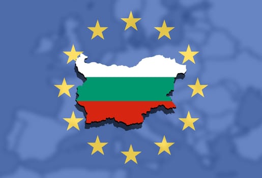 close up on bulgaria map on europen background