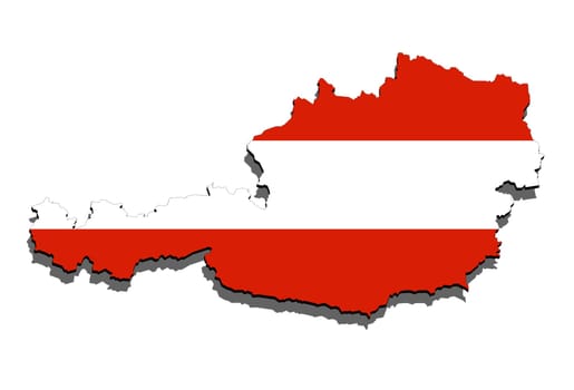 close up on austria map on white background