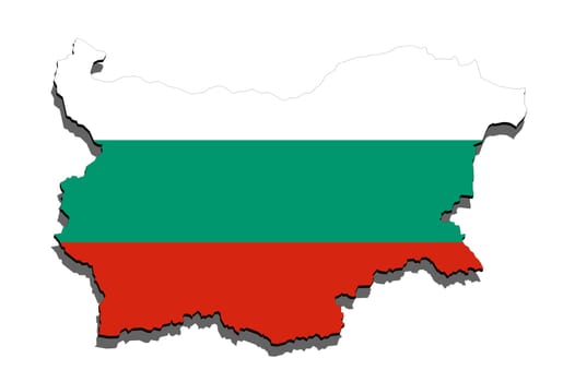 close up on bulgaria map on white background