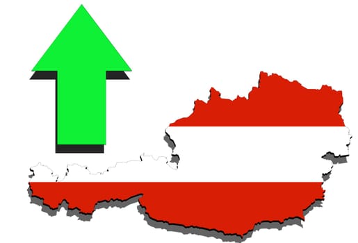 austria map on white background and green arrow up