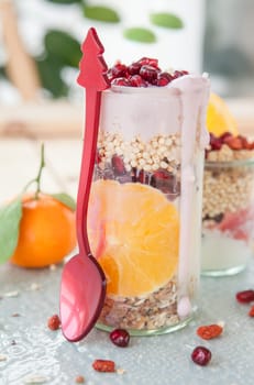 Muesli with yoghurt and fresh fruits