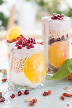 Muesli with yoghurt and fresh fruits