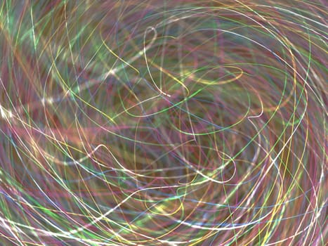 3D illustration abstract background. Tangle of colored lines.