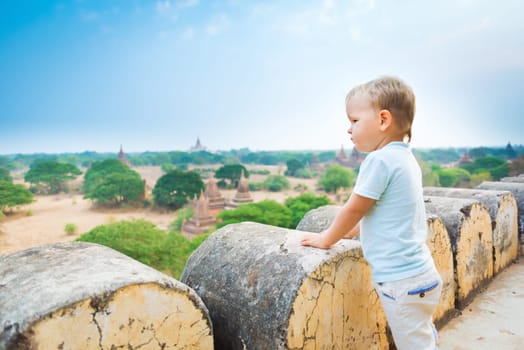 View from the Shwesandaw in Bagan. Myanmar.