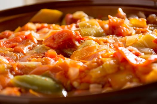 Closeup of delicious stew with mixed vegetables.