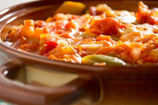 Closeup of delicious stew with mixed vegetables.