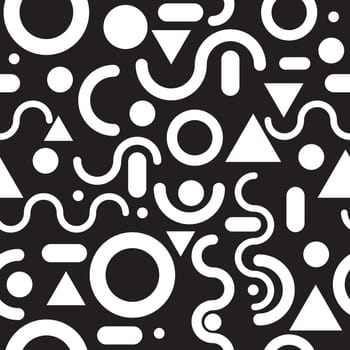 Modern seamless pattern with simple geometric figures in Memphis style,  perfect for web background or print wrapping decoration and fashion textile, fabric design.