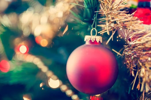 Christmas tree with ornaments background