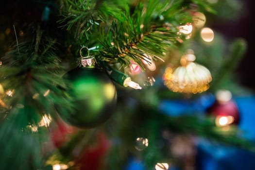 Christmas tree with ornaments background