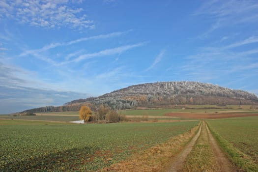 View of the Isthaberg with hoarfrost