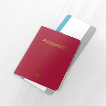 Biometric passport and blank airline boarding pass on the table