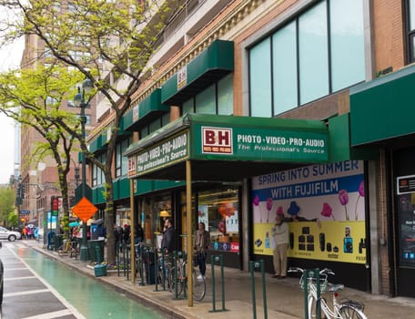 NEW YORK CITY - MAY 1, 2016: Exterior of the wellknown B&H photo video store in New York City. It is the largest non-chain photo and video equipment store in the United States