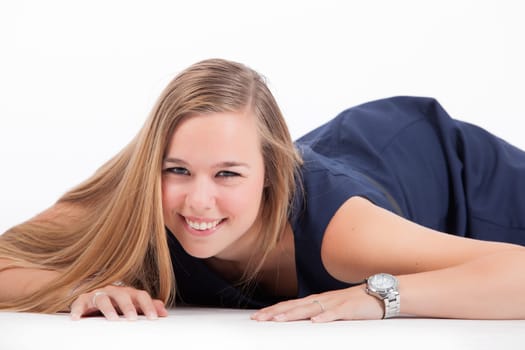 Young pretty woman photographed in the studio